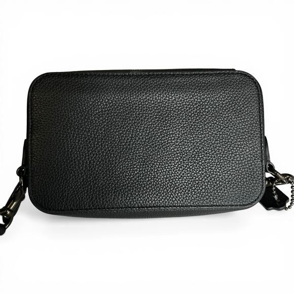 Coach Charter Slim Crossbody Bag Black Pebble Leather CC070 + Round Pouch - Picture 4 of 10